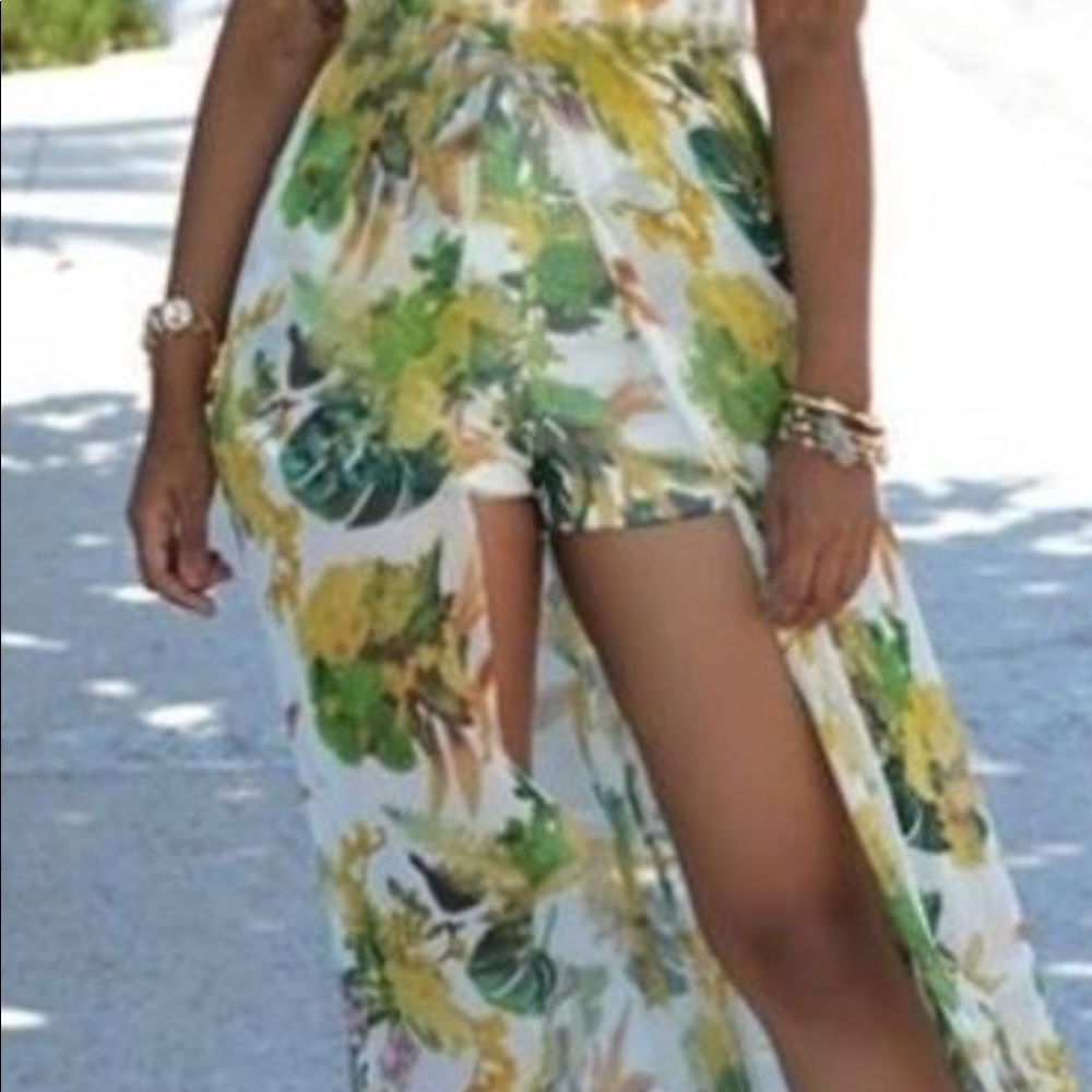 Romper with attached skirt